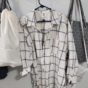 Universal Thread Cream and Blue Plaid Shirt